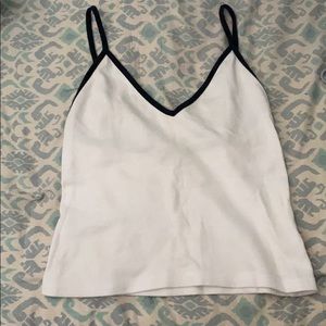 Brandy Melville white and navy tank